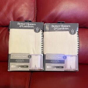 Better Homes & Gardens Ivory & black Curtain Panels 54” x 84” cotton blend 2 set